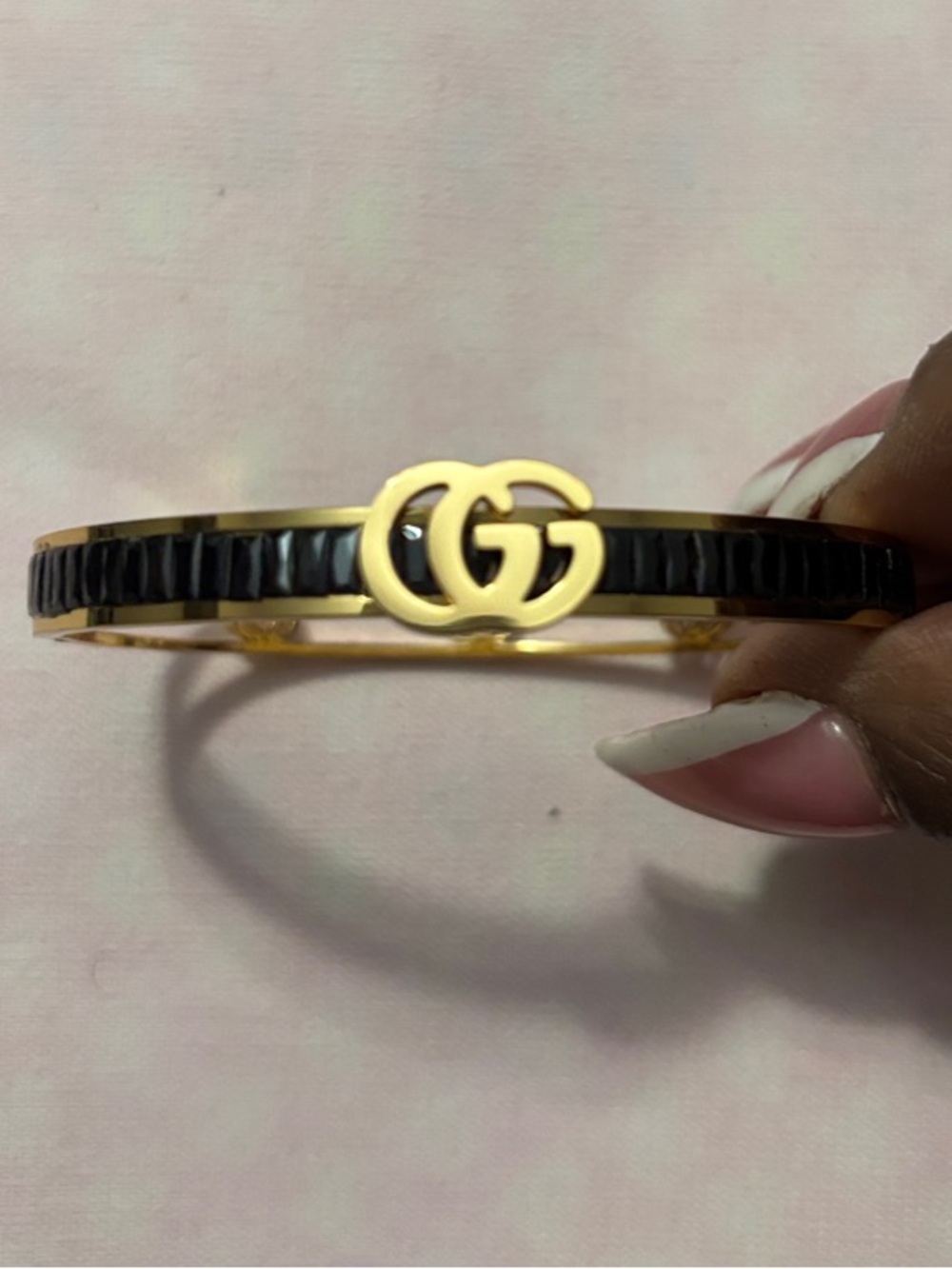 GG Gold Bracelet w/ Black Enamel Accents